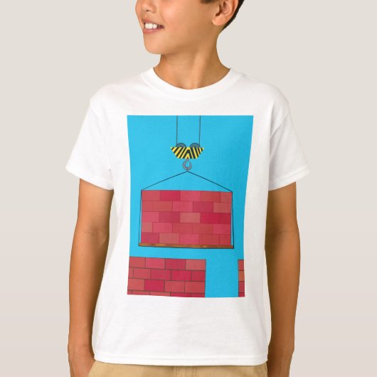 T-shirt Grue de construction Levant mur de brique (Devant)