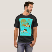 T-shirt Grue de trois sarus devant la lune (Devant entier)
