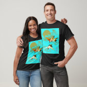 T-shirt Grue de trois sarus devant la lune (Unisexe)