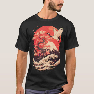 T-shirt Grue japonaise Japon Cerise