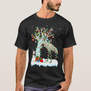 T-shirt Grue Oiseau Xmas Éclairage Arbre Sapin Chapeau San