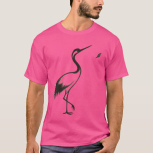 T-shirt Grue Pétale Minimaliste Encre Design vintage