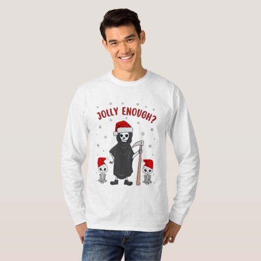 T-shirt Grumeux mignon Père Noël éffrayant, drôle Noël (Devant entier)