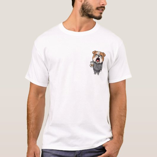 T-shirt Grumpy Bulldog in Grey Hoodie (Devant)
