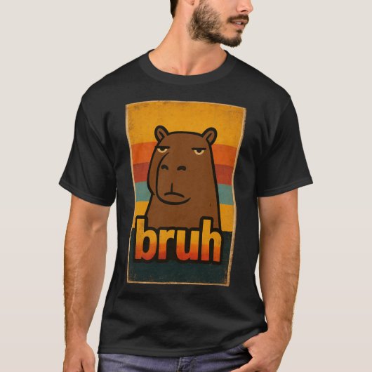 T-shirt Grumpy Capybara “bruh” Meme – Funny Retro Animal (Devant)