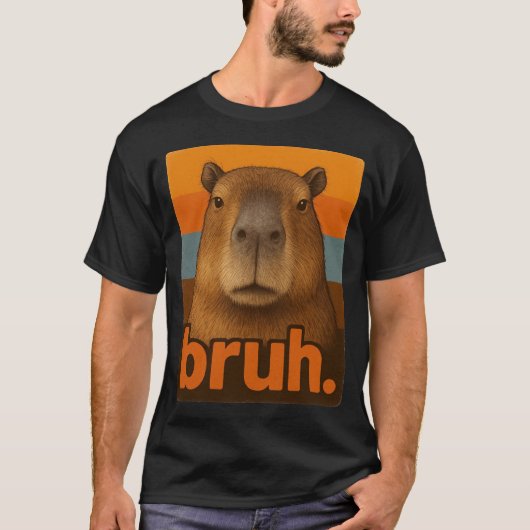 T-shirt Grumpy Capybara “bruh” Meme – Funny Retro Animal (Devant)