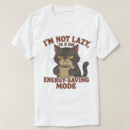 T-shirt Grumpy Cat “Energy-Saving Mode” Funny Quote Design (Design devant)