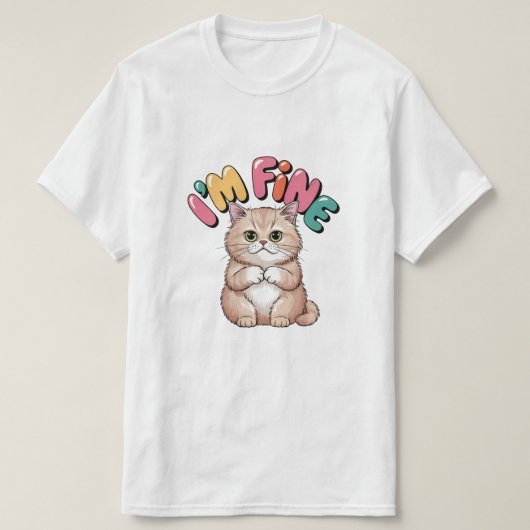 T-shirt Grumpy Cat "I'm Fine" Funny Cartoon Shirt (Design devant)