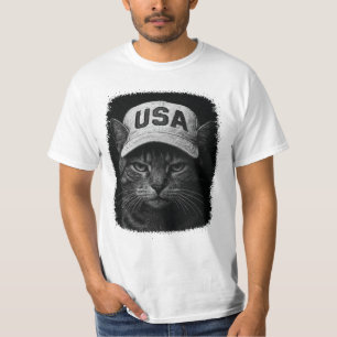 T-shirt Grumpy Cat Patriotique – Casquette USA Noir & Blan