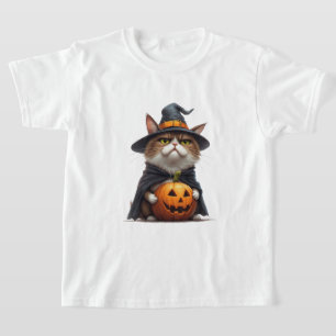 T-shirt Grumpy Cat portant un costume de sorcière citrouil
