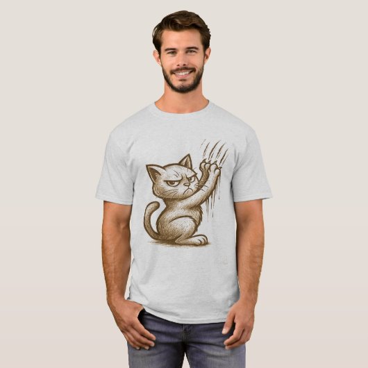 T-shirt Grumpy Cat Scratch Attack – Expressive Feline Art (Devant entier)