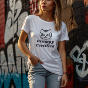 T-shirt "Grumpy Certified" Funny Cat Mème Design Femmes"