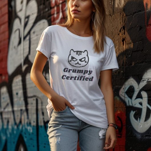 T-shirt "Grumpy Certified" Funny Cat Mème Design Femmes"