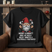 T-shirt Grumpy Christmas Gnome Tangled Lights Black Cat 