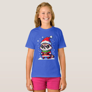 T-shirt Grumpy Christmas Raccoon - Drôle Pixel Art Holiday