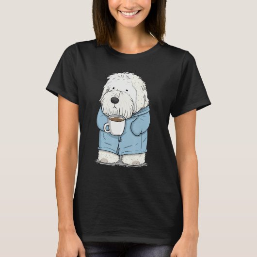 T-shirt Grumpy Coffee Bobtail on Coffee Old English Sheep (Devant)