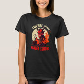 T-shirt Grumpy Devil With Coffee - Need Coffee (Devant)