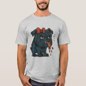 T-shirt Grumpy Drooling Pug with Red Bow – Funny Dog Attit (Devant)