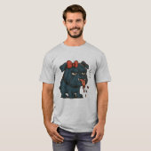 T-shirt Grumpy Drooling Pug with Red Bow – Funny Dog Attit (Devant entier)