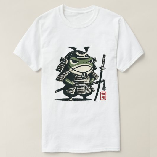 T-shirt Grumpy Frog Samurai Japanese Ink Design (Design devant)