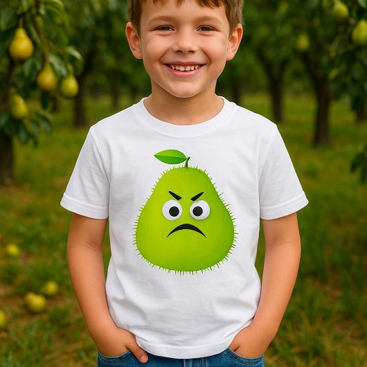 T-shirt Grumpy Fuzzy Pear Visage Fruit drôle Caractère