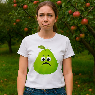 T-shirt Grumpy Fuzzy Pear Visage Fruit drôle Caractère