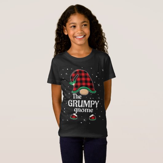 T-Shirt Grumpy Gnome Buffalo Plaid Matching Family Christa (Devant entier)