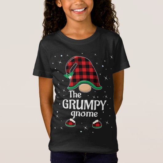 T-Shirt Grumpy Gnome Buffalo Plaid Matching Family Christa (Devant)