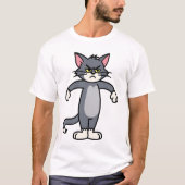 T-shirt Grumpy Gray Cat Cute Cartoon (Devant)