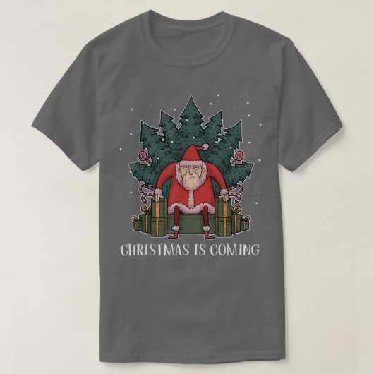 T-shirt Grumpy Santa Claus Tree Present Throne Funny Chris (Design devant)