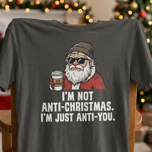 T-shirt Grumpy Santa Coffee Bah Humbug Christmas Anti you