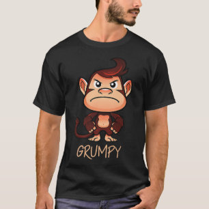 T-shirt Grumpy Singe Mème Esthétique Mauvaise Humeur chimp