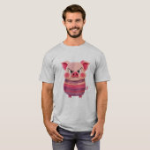 T-shirt Grumpy Wooden Pig Tee – Layered Texture Cartoon Sh (Devant entier)