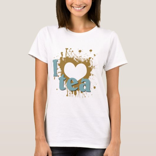 T-shirt Grunge Art I Heart Love Tea (Devant)