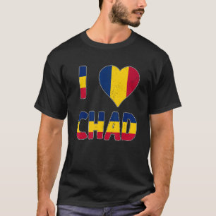 T-shirt Grunge Déshabilisé Géré Style I Love Chad