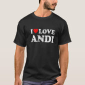 T-shirt Grunge Déshabilisé Porté Style I Love Andi (Devant)