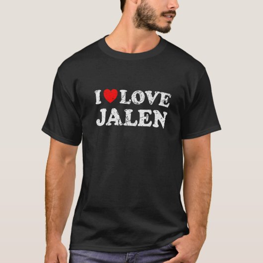 T-shirt Grunge désossé usé Style I Love Jalen (Devant)
