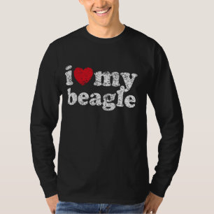 T-shirt Grunge détendu Style épuisé J'Aime Mon Beagle