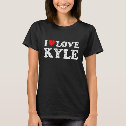 T-shirt Grunge détendu, usé Style I Love Kyle (Devant)