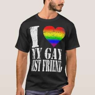T-shirt Grunge Distressed Porté I Love My Gay Best Frie