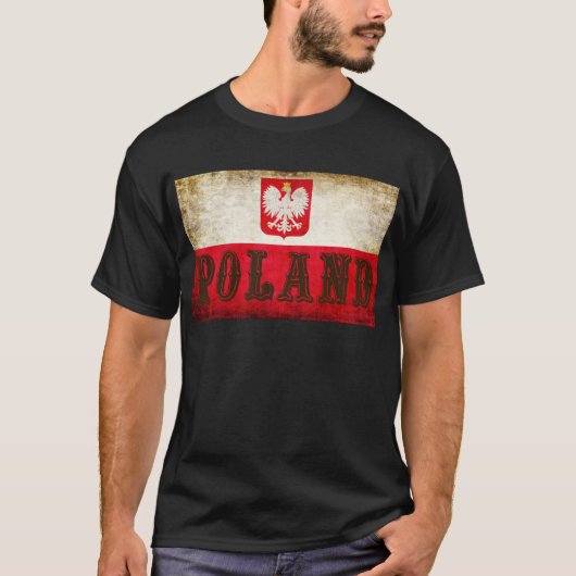T-shirt Grunge du drapeau polonais (Devant)