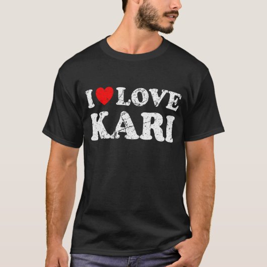 T-shirt Grunge en état de désordre usé Style I Love Kari (Devant)