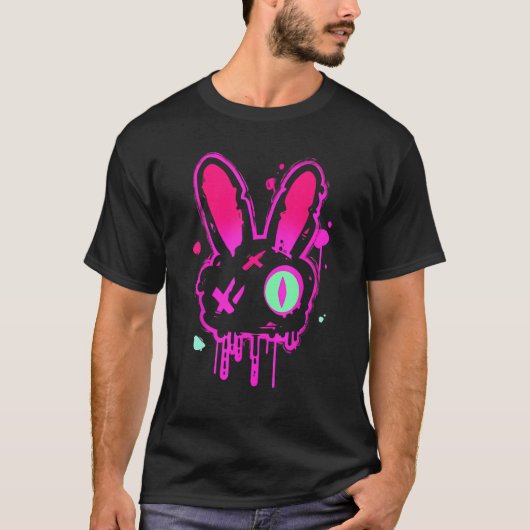 T-shirt Grunge Graffiti Rabbit Pastel Goth Punk Edgy Psych (Devant)