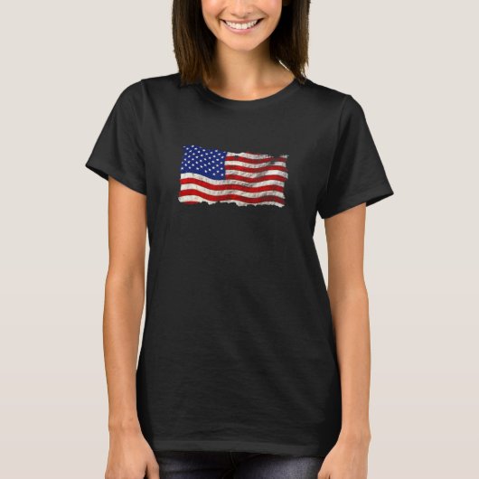 T-shirt Grunge Style American Flag 4th Of July Patriotic M (Devant)