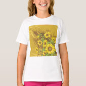 T-shirt Grunge Tournesol Art Bold Rustique Jaune Floral (Devant)