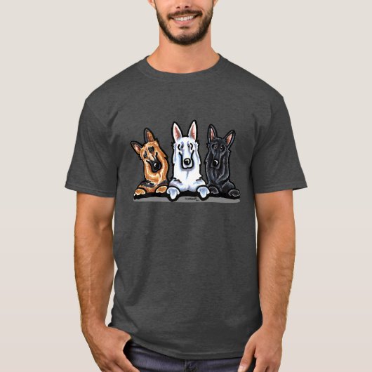 T-shirt GSD noir blanc et tan (Devant)