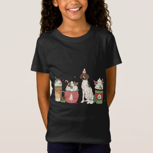 T-Shirt GSP Café Latte hiver Noël Chien Maman Fête (Devant)