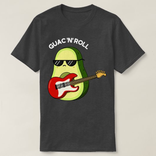 T-shirt Guac Et Roll Funny Rocker Avocado Pun Dark BG (Design devant)