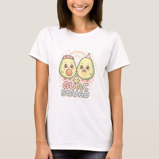 T-shirt Guac Squad – Kawaii Avocado Trio with Rainbow & Sp (Devant)