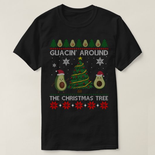 T-shirt Guacin Autour De L'Arbre De Noël Avocado Père Noël (Design devant)